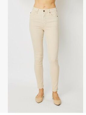 NWT Judy Blue 11/30 Large  High Rise Tummy Control Top Skinny Jeans Bone Tan